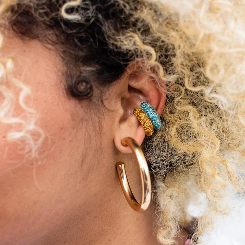 Femlion Gold Plated Hoop Earrings - Simple Stainless Steel Punk Hiphop Jewelry