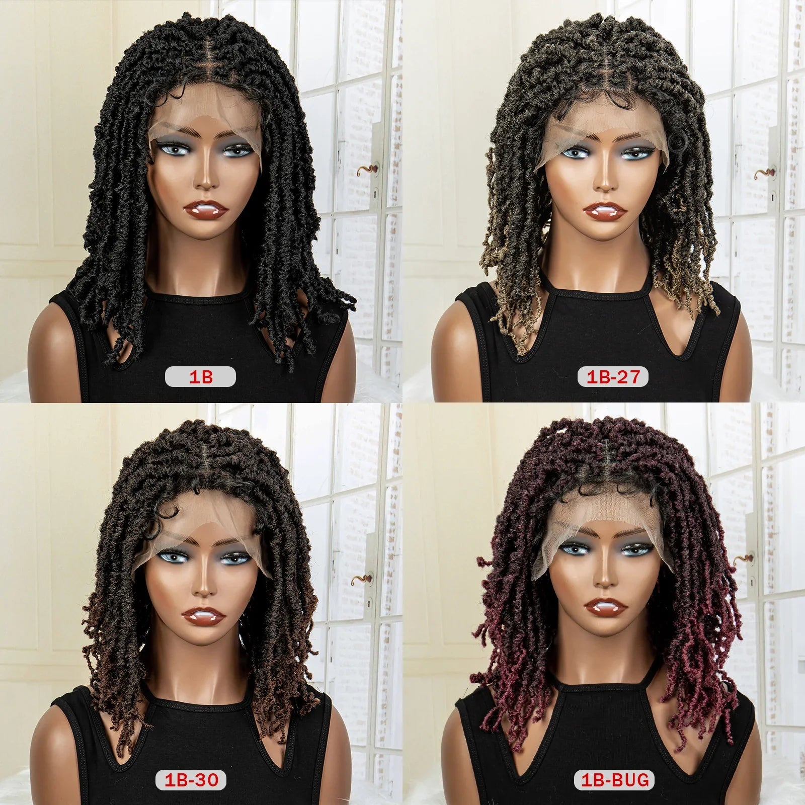 Femlion 14" Knotless Locs Crochet Braided Lace Front Wig for Black Women