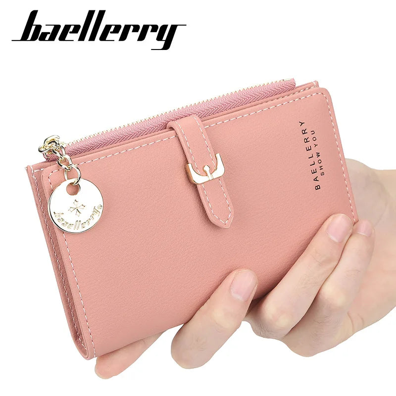 Femlion Leather Women Wallet | Slim Zipper Coin Card Holder Clutch Purse