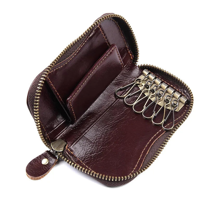 Femlion Genuine Leather Key Holder Coin Purse for Car Keys and Wallet