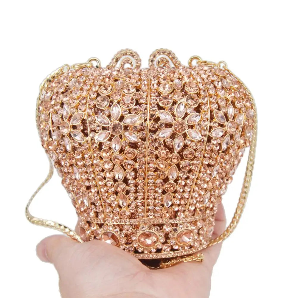 Femlion Crystal Crown Designer Purse Wedding Prom Evening Bag SM26