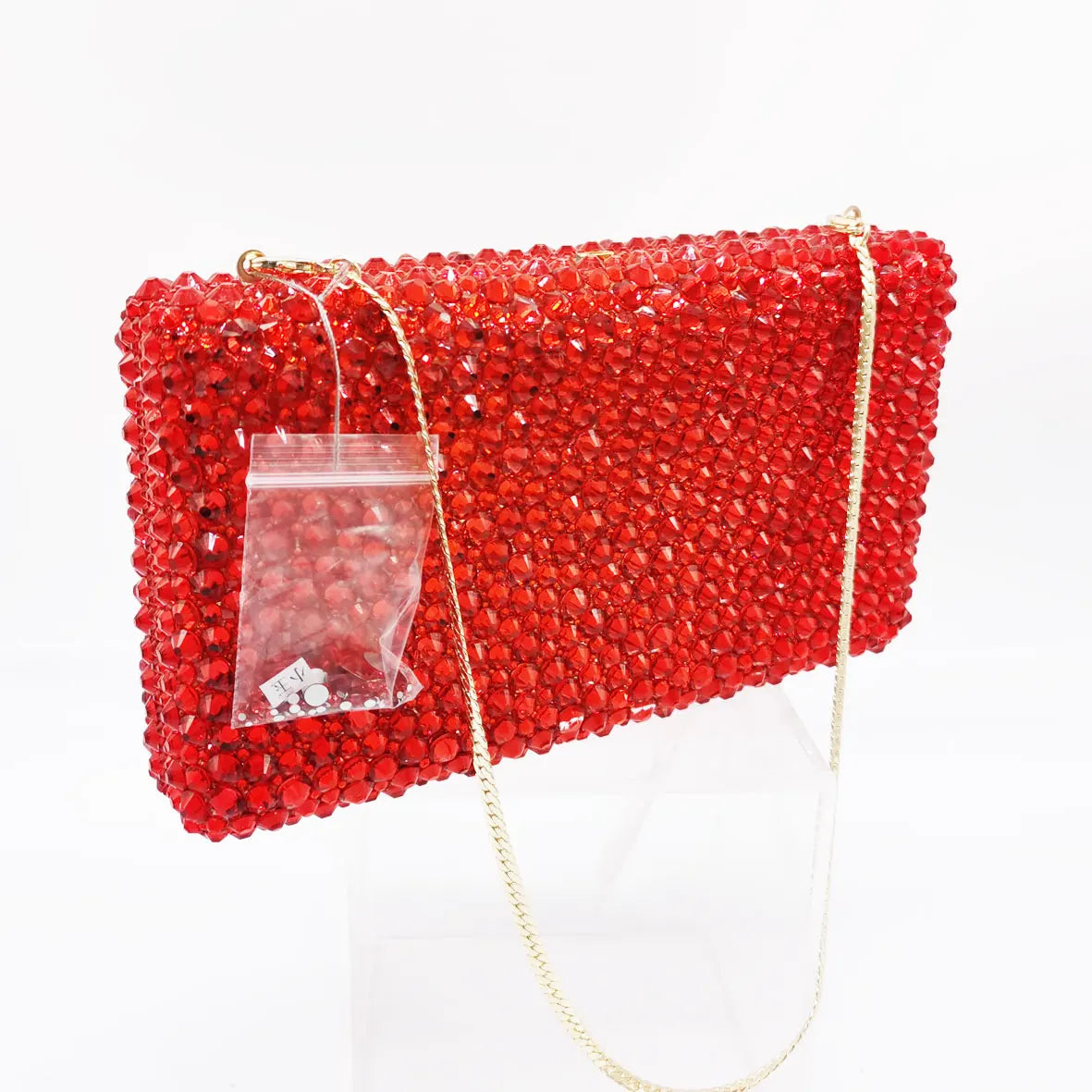 Femlion Crystal Wine Clutch Bag with Chain - Elegant Evening Purse for Weddings