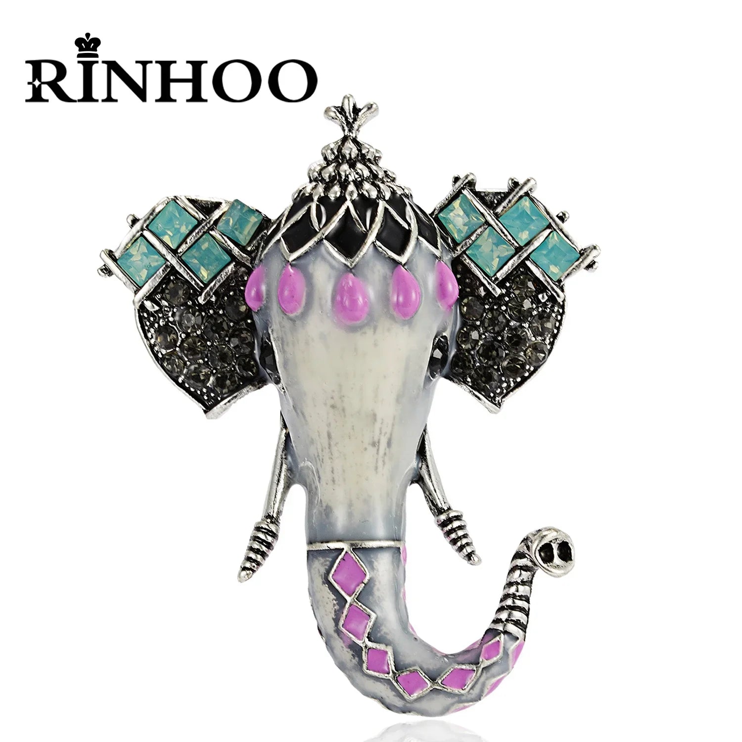 Femlion Elephant Enamel Crystal Brooch for Women and Kids