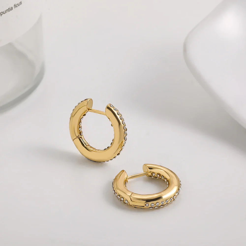 Femlion Circle CZ Hoop Earrings Set - Classic Statement Jewelry for Women