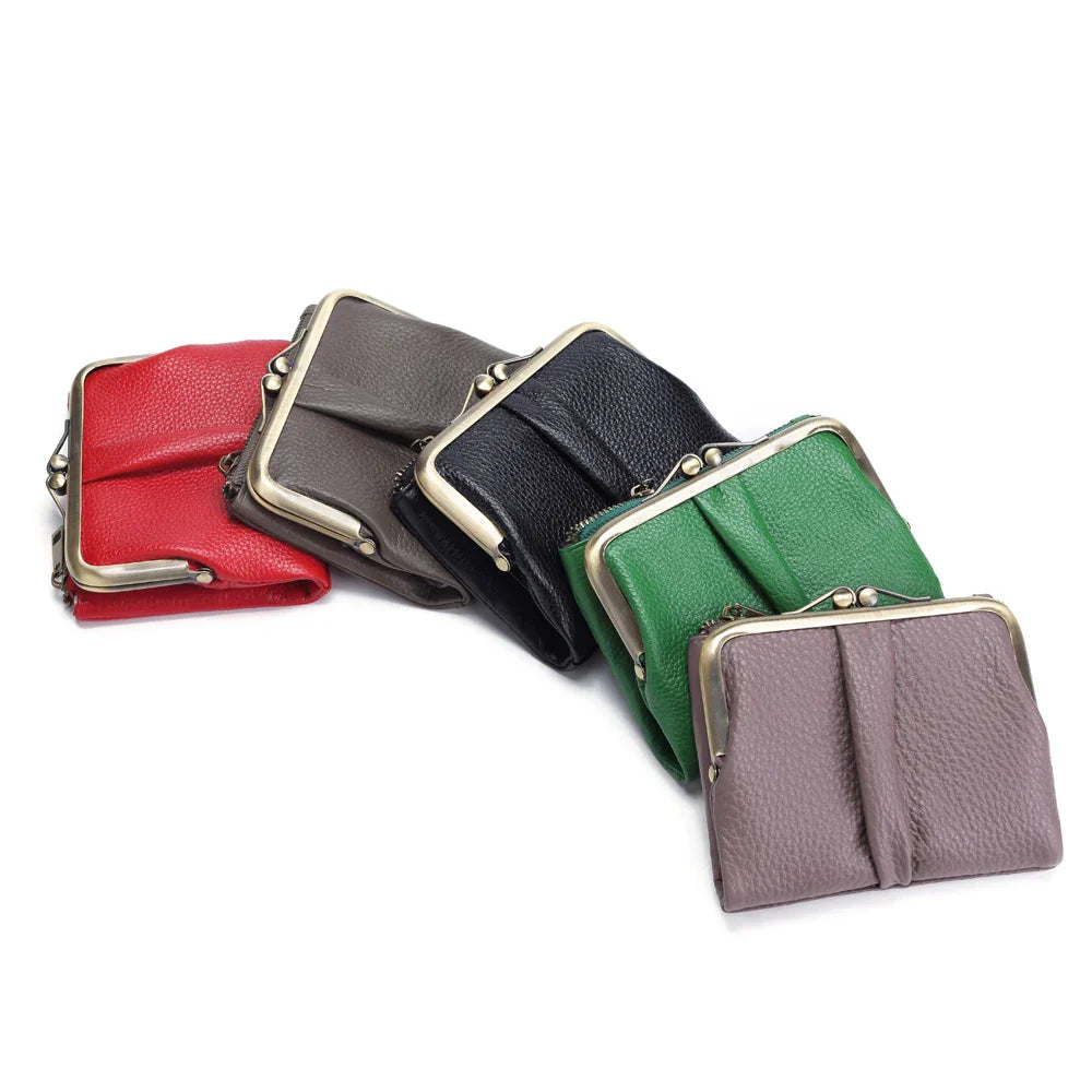 Femlion Genuine Leather Wallets: Short Purses, Coin Holder, Card Slots & Money Bag