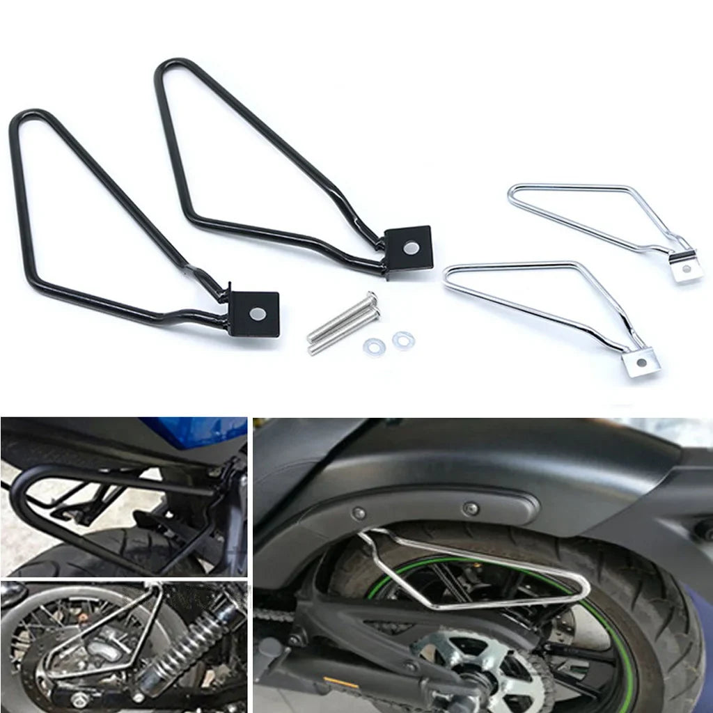 Femlion Motorcycle Side Bag Bracket Set - Cool Black Luggage Rack for Saddle Bags