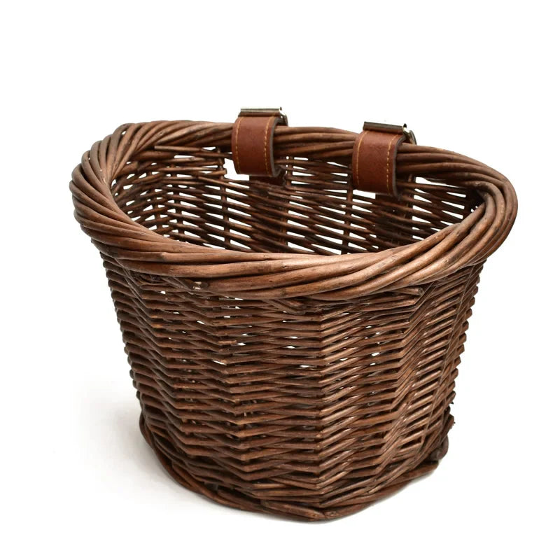 Femlion 16-Inch Handmade Wicker Basket for Children's Shopping and Storage