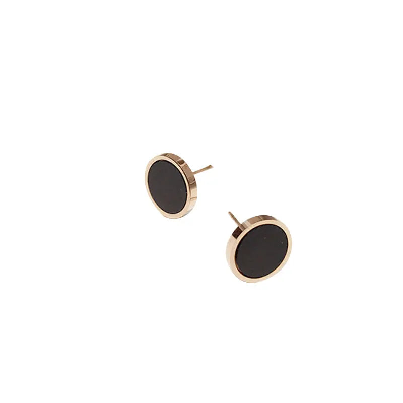 Femlion Black Disc Titanium Steel Earrings - 2023 Korean Fashion Goth Jewelry