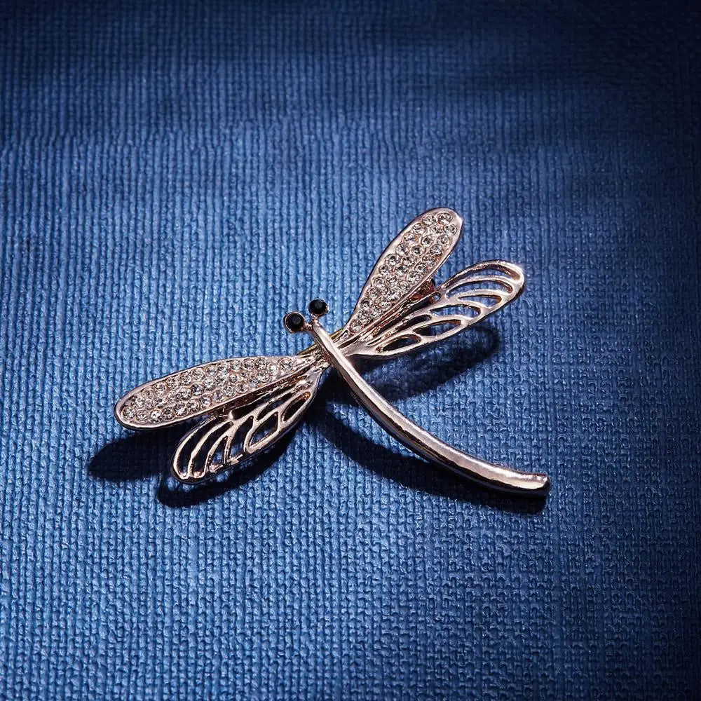 Femlion Vintage Dragonfly Brooch Rhinestone Insect Pin Fashion Jewelry