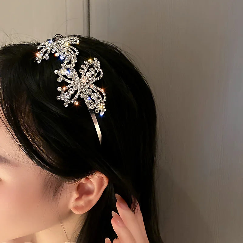 Femlion Crystal Rhinestone Butterfly Hairband - Bridal Wedding Accessories