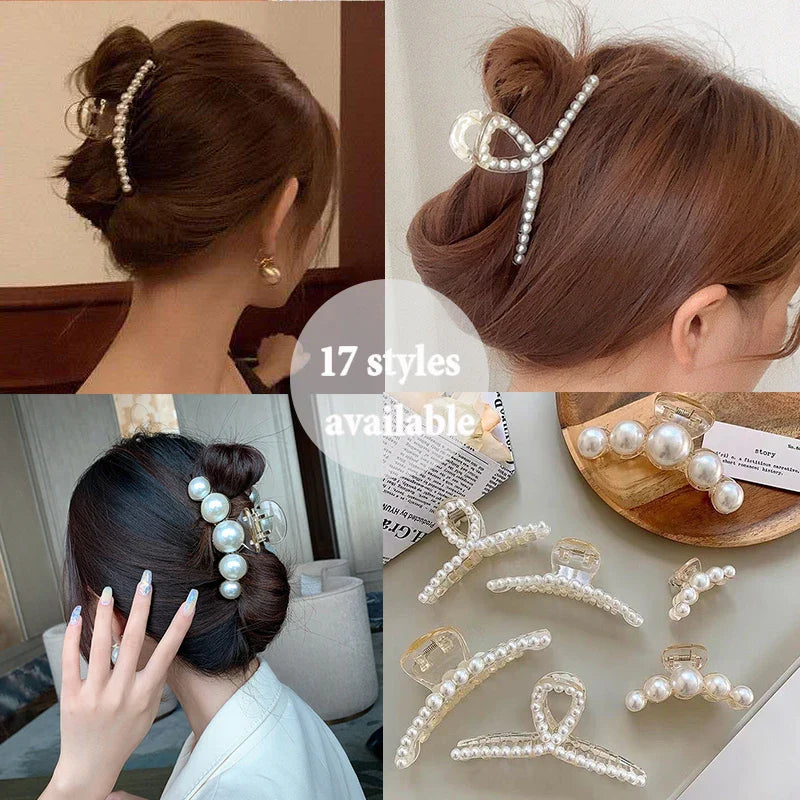 Femlion Pearl Hair Claws Hairpins Hair Clips Hair Accessories for Women and Girls