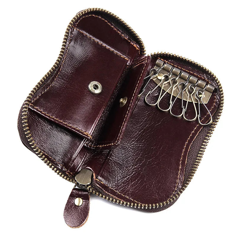 Femlion Genuine Leather Key Holder Coin Purse for Car Keys and Wallet