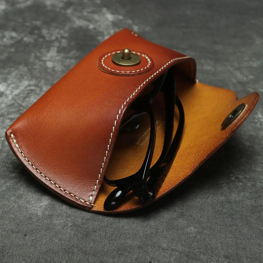 Femlion Full Grain Leather Sunglass Cases for Men and Women