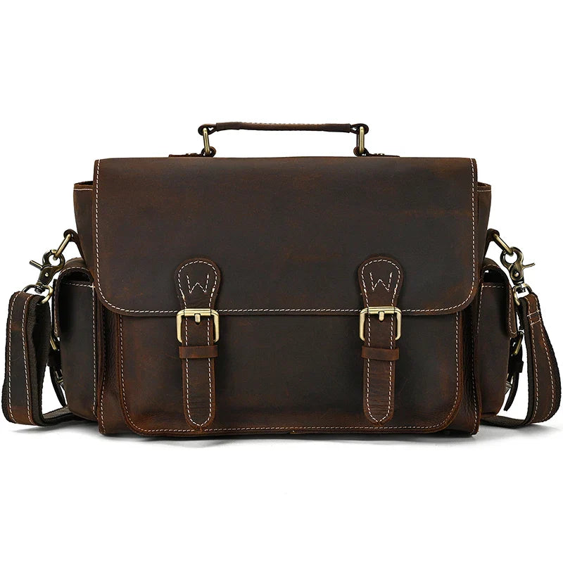 Femlion Vintage Leather Camera Shoulder Bag for Men: Stylish Crossbody Outdoor Man Bags