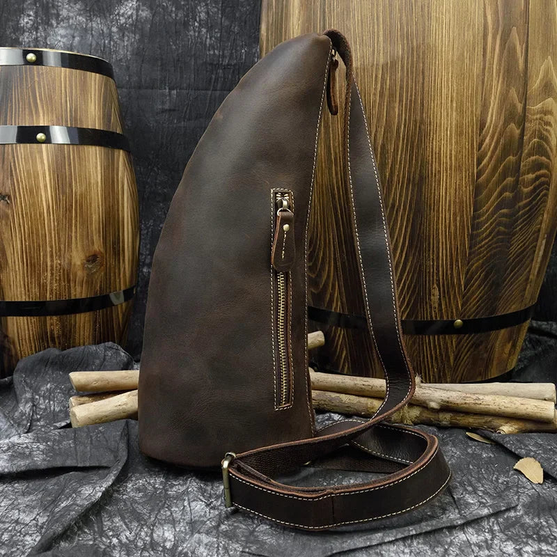 Femlion Ox Horn Leather Chest Bag: Stylish Cowhide Sling for Men