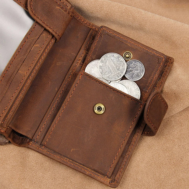 Femlion Men's Vintage Leather Bifold Wallet with Coin Pocket and Clip