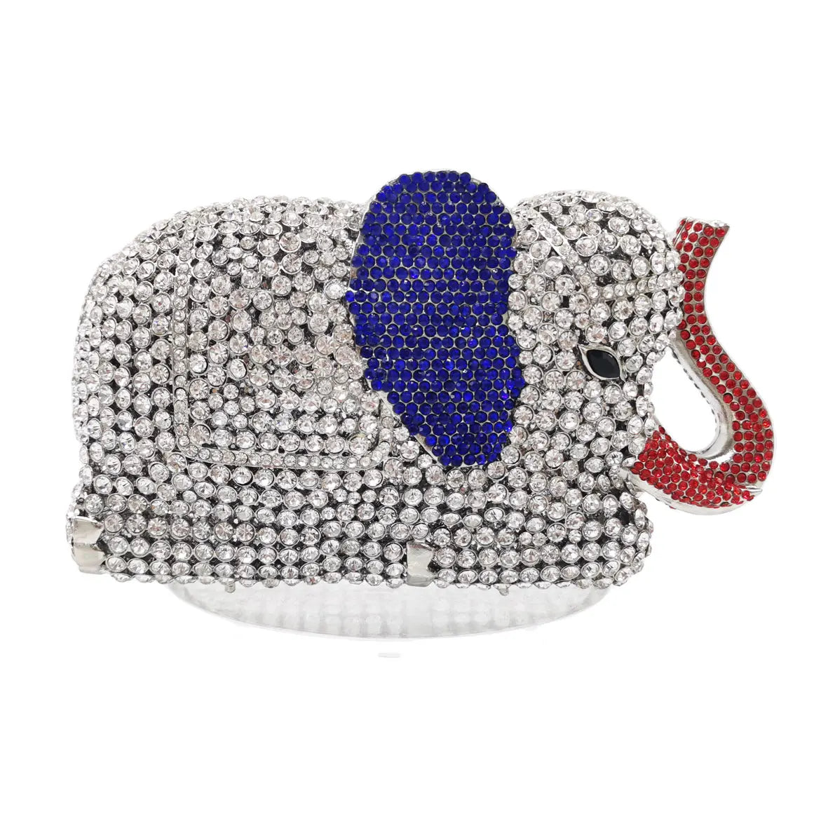 Femlion Deluxe Crystal Elephant Evening Bag with Indian Rhinestones & Zinc Alloy