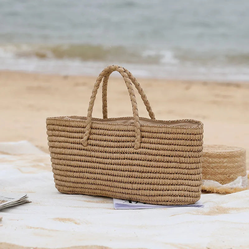 Femlion Handwoven Straw Tote Bag for Women | Summer Beach Basket Purse