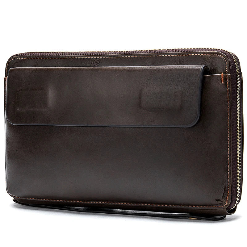 Femlion Leather Clutch Wallet: Stylish Men's Long Wallet for Business, Cards, Cash