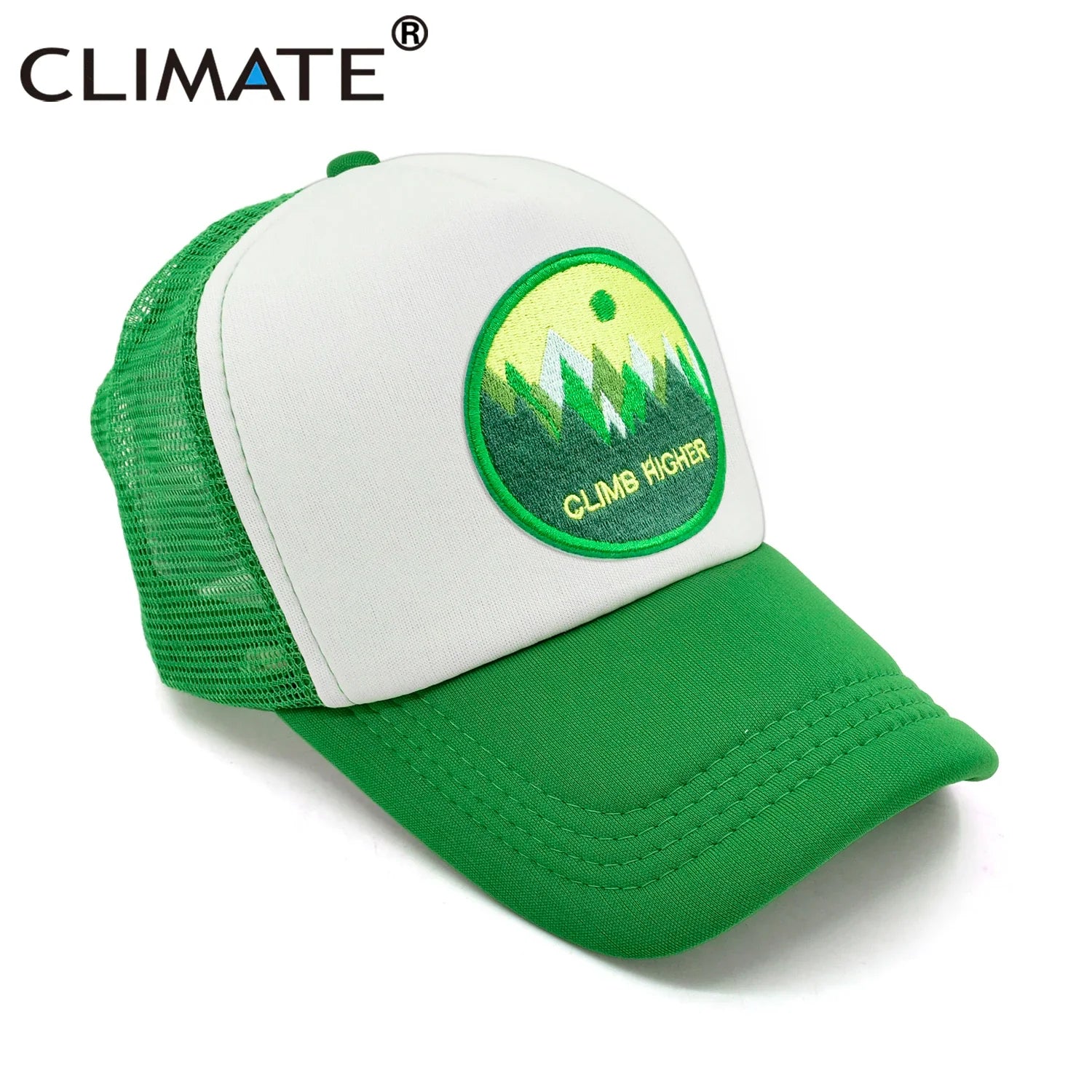 Femlion High Climb Trucker Cap Green | Outdoor Sport Hat Mesh for Men Women