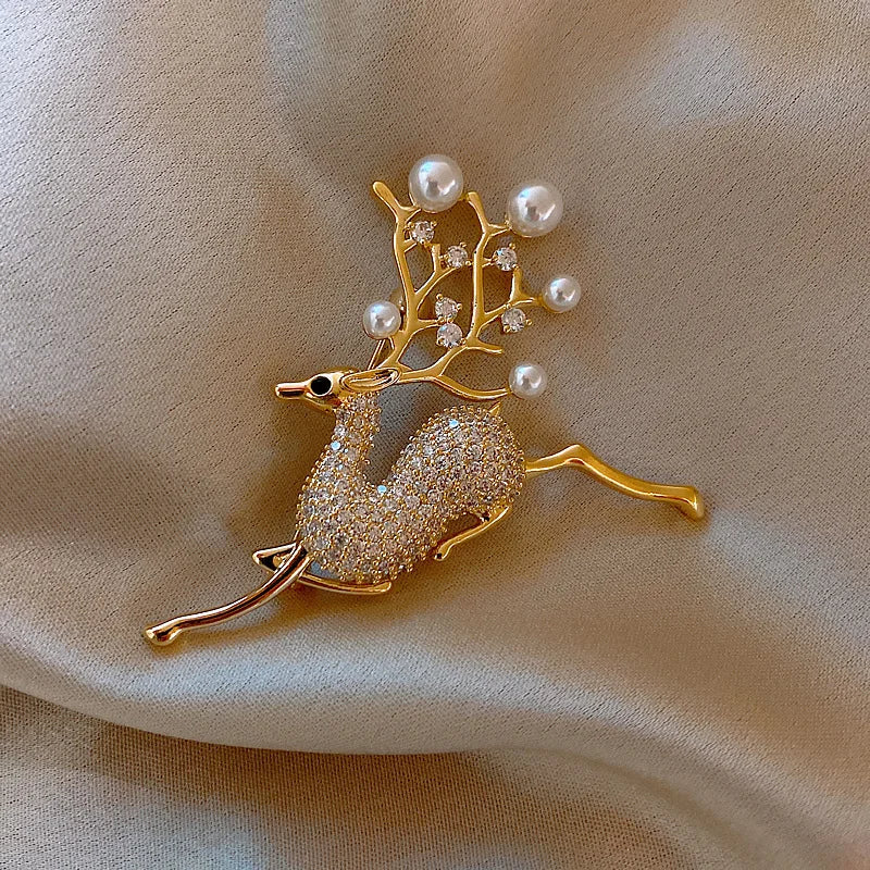 Femlion Angel Wings Brooch: Korean British Style Crystal Pearl Sweater Pins