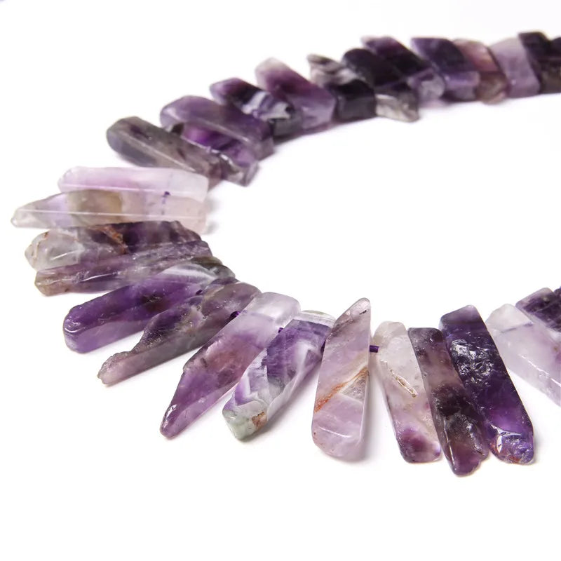 Femlion Amethysts Point Quartz Stick Slab Stone Beads for Jewelry Making