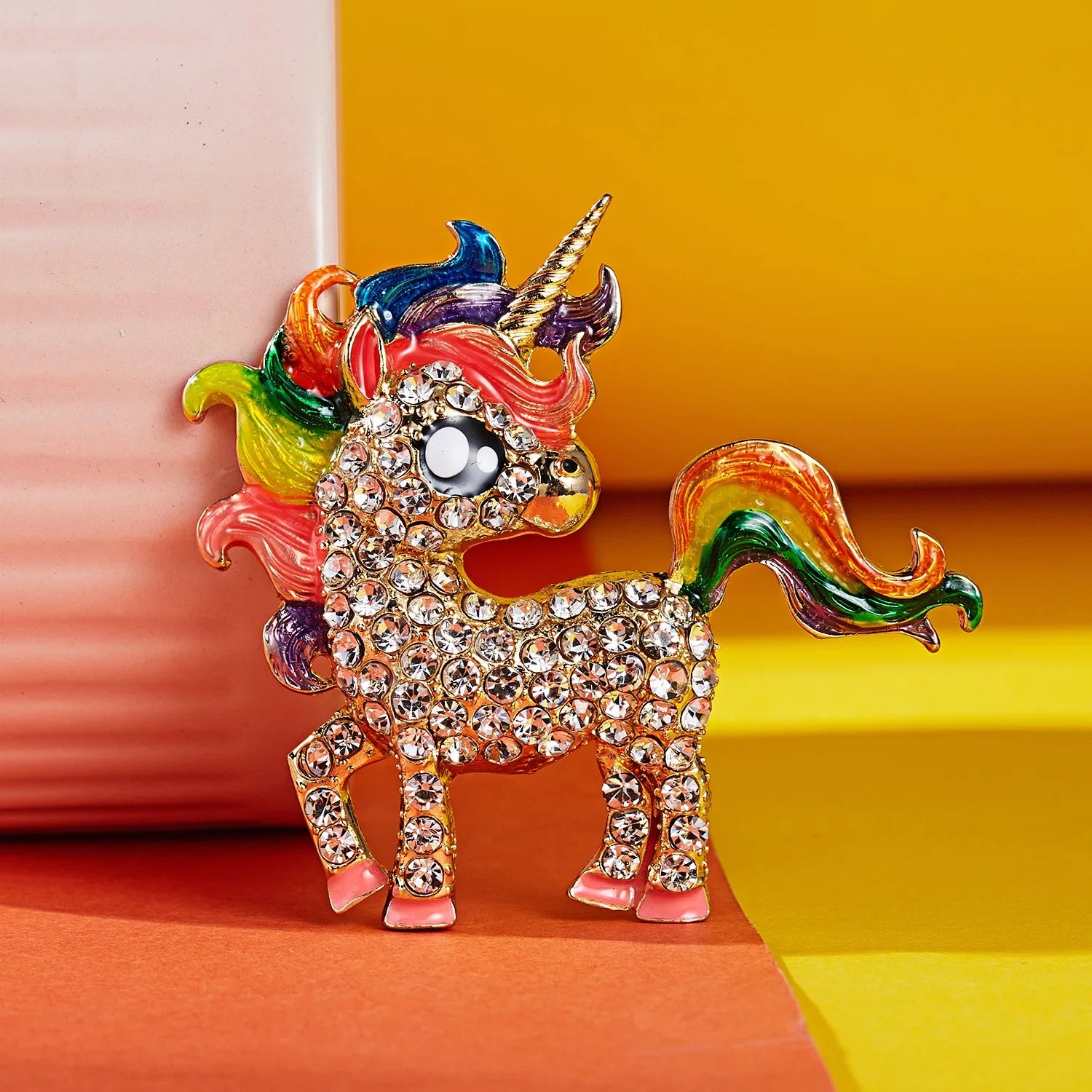 Femlion Cute Horse Rhinestone Brooch Pin - Vintage Animal Fashion Jewelry