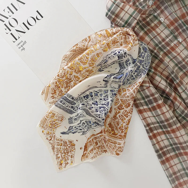 Femlion Silk Square Scarves: Premium Printed Foulard Neckerchief Bandana