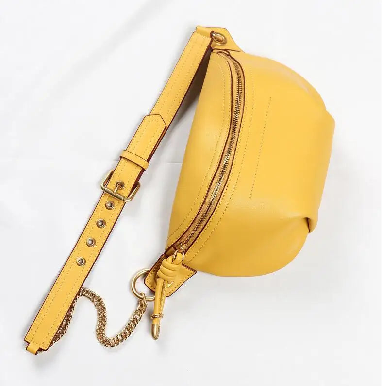 Femlion Leather Waist Bag Women Designer Fanny Pack Fashion Belt Bum Bag