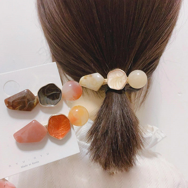 Femlion Geometric Marble Pattern Hair Clip for Women - Trendy Hair Barrette Accessories