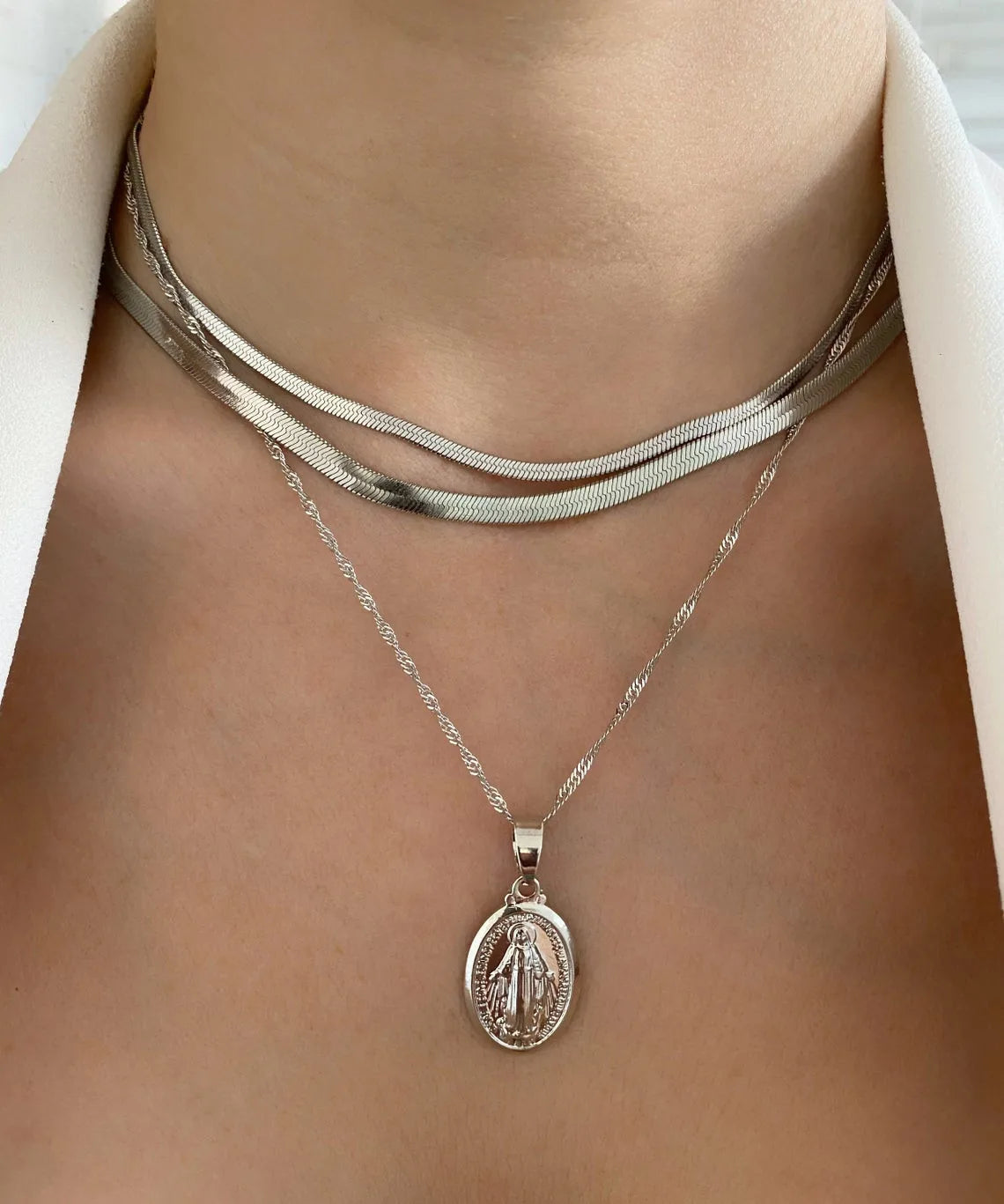 Femlion Gold Herringbone Chain Necklace Choker Unisex Stainless Steel Jewelry