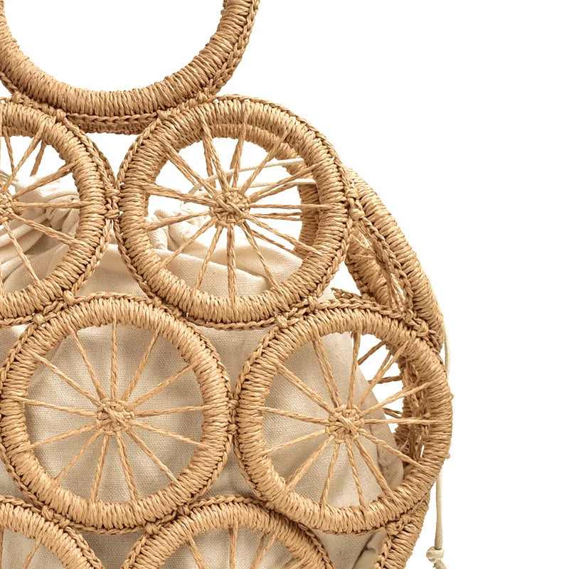 Femlion Hollow Straw Crossbody Bag: Large Capacity Summer Beach Handwoven Shoulder Bag