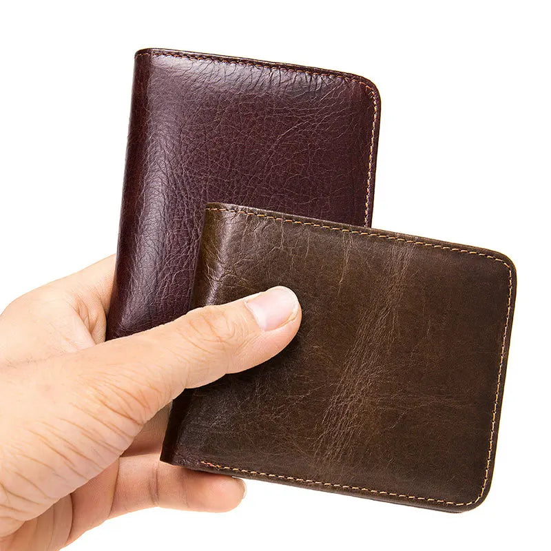 Femlion Men's Soft Leather RFID Short Wallet with Coin Pocket