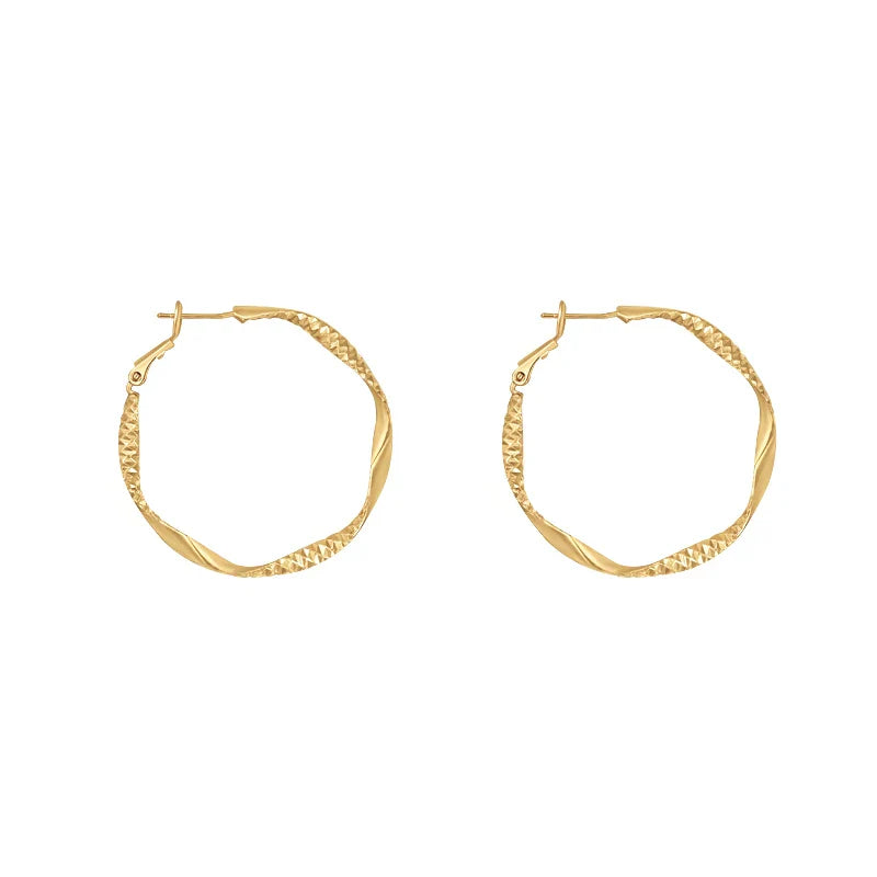 Femlion Gold Metal Hoop Earrings 2023 Fashion Korean Luxury Jewelry