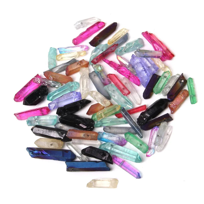 Femlion Pink Quartz Point Beads 13-30 mm Top Drilled Crystal Stick Beads