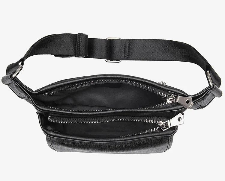 Femlion Vintage Leather Men's Waist Bag with Shoulder Strap