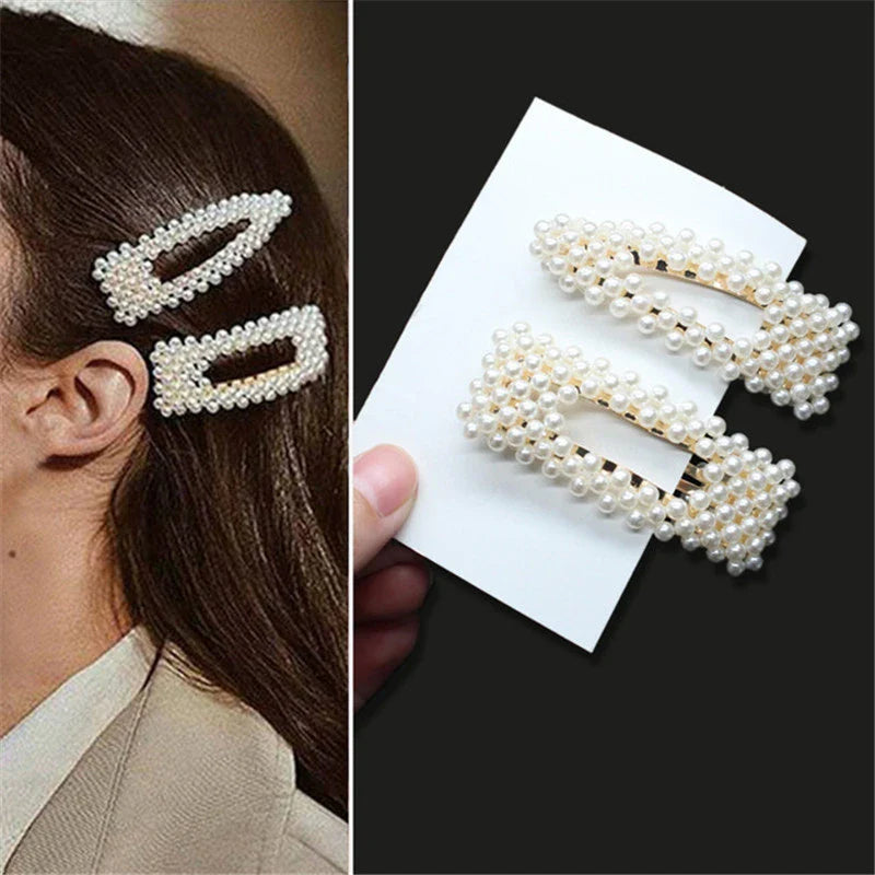 Femlion Geometric Pearl Hair Clips Set - Elegant Hair Accessories for Women