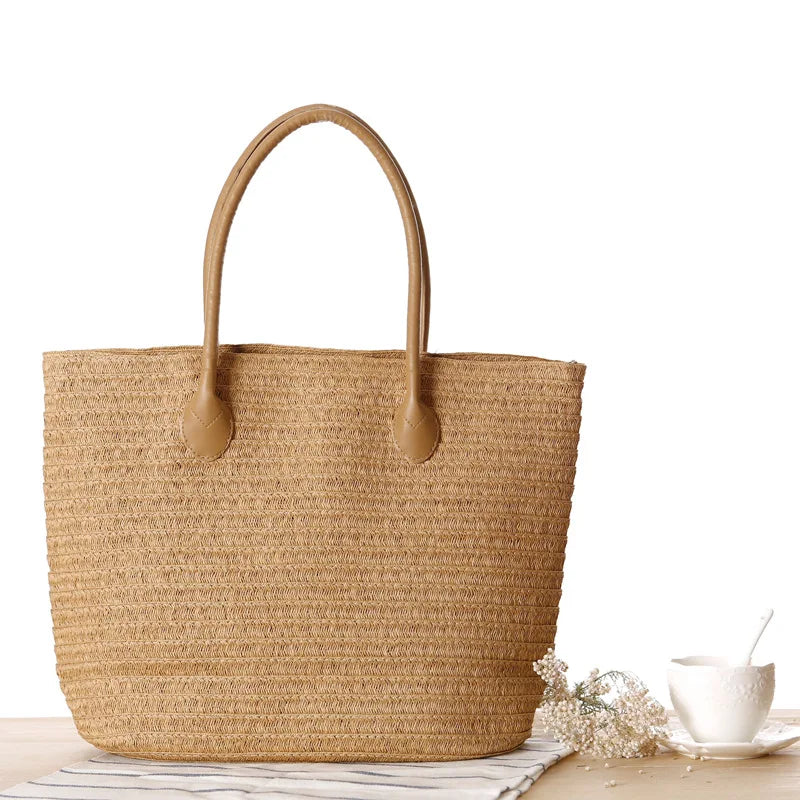 Femlion Straw Shoulder Bag: European Style Fashion for Travel, Beach, and Everyday Use