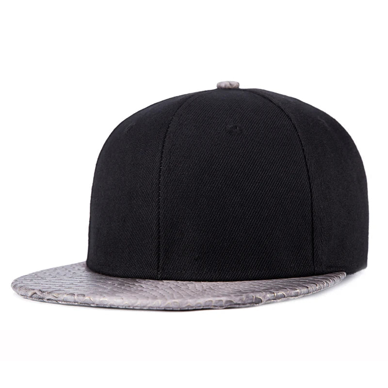 Femlion Black Crocodile Snapback Cap | Street Dancer Hip Hop Rapper Solid Hat