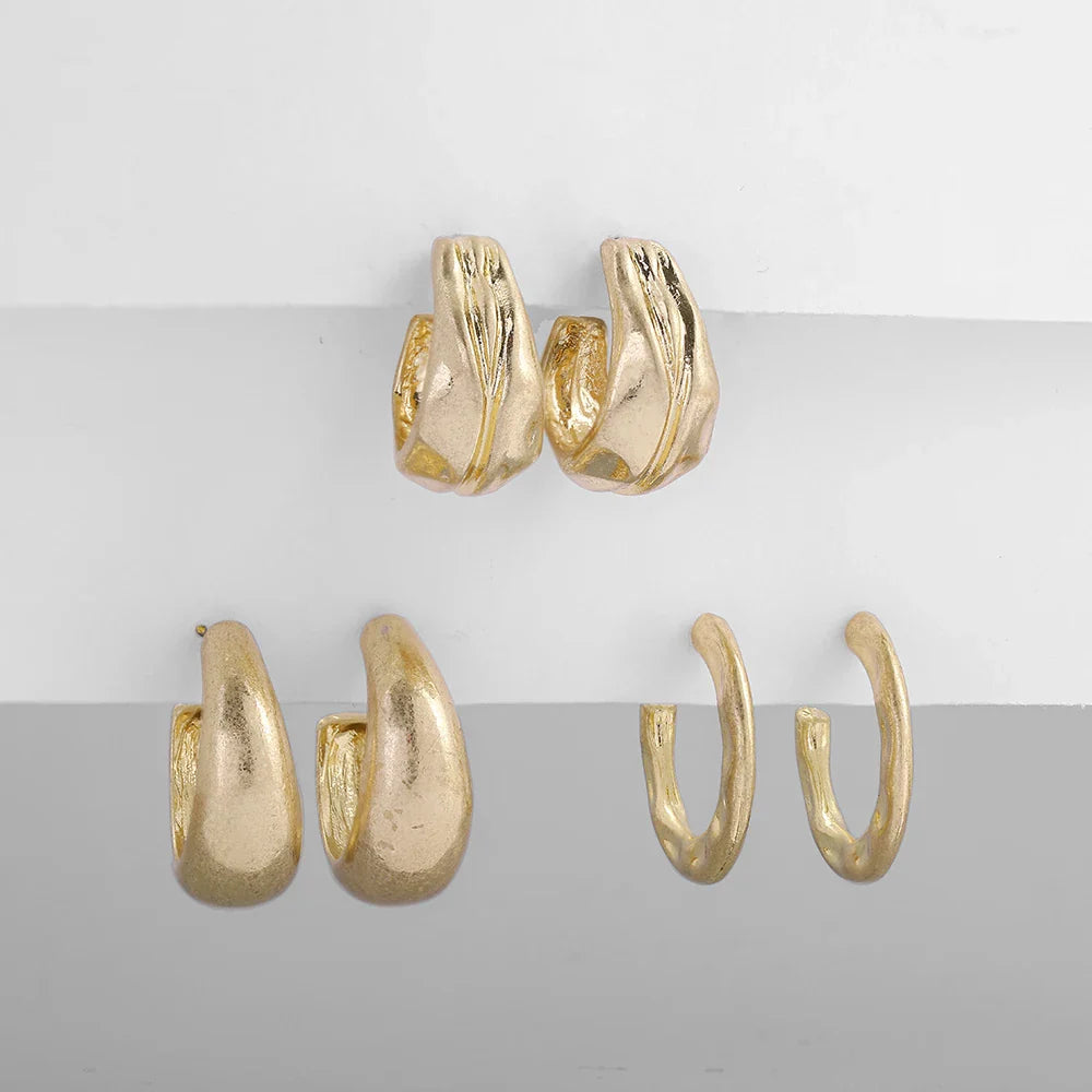 Femlion Geometric Twisted Gold Hoop Earrings Set for Women