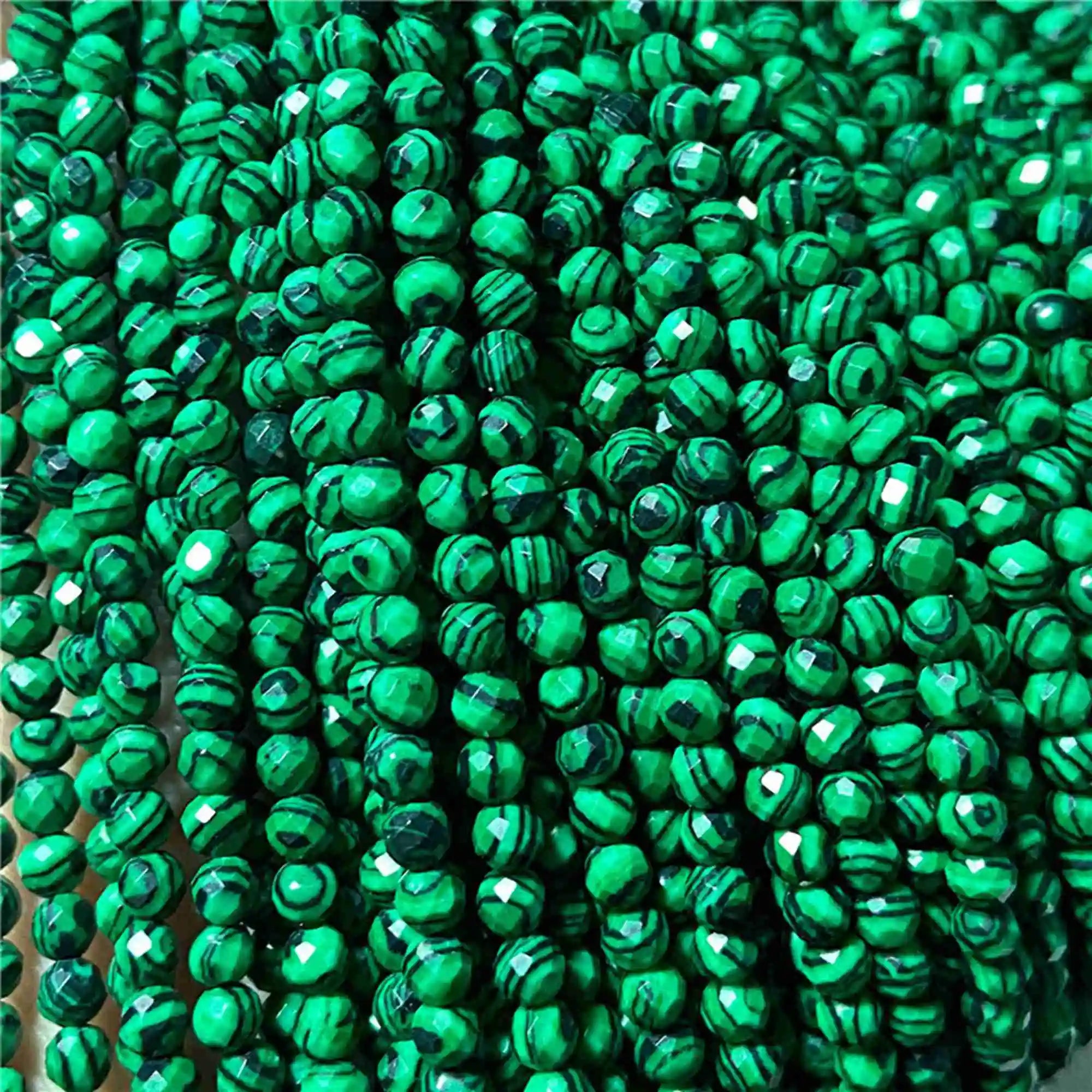 Femlion Natural Green Malachite Peridot Bead Strand for DIY Jewelry