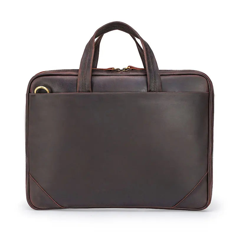 Femlion 15.6" Vintage Leather Laptop Briefcase for Men, Business Tote Handbag