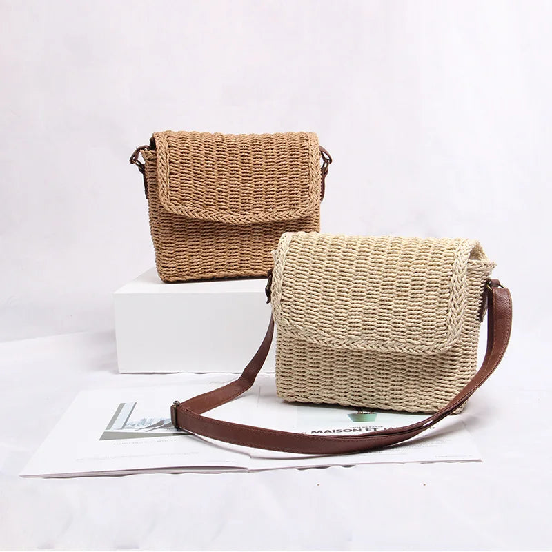 Femlion Sweet Pastoral Straw Mini Shoulder Bag