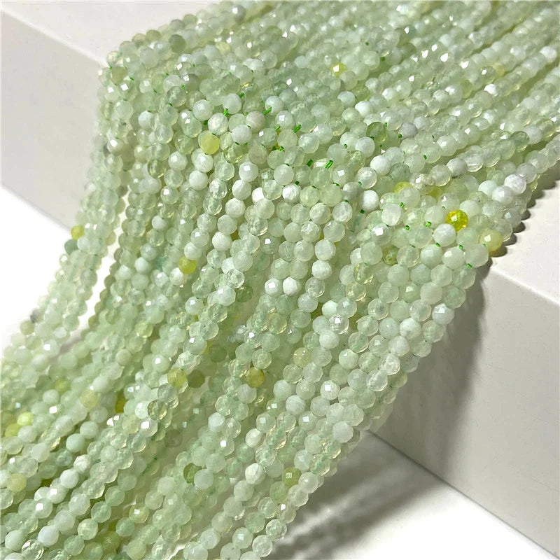 Femlion Natural Green Mountain Jade Faceted Beads for DIY Jewelry Making