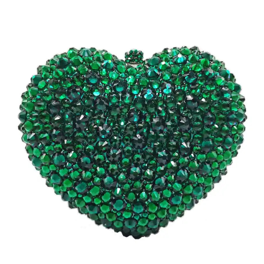 Femlion Heart Crystal Evening Bag in Green/Orange/Purple - Prom & Wedding Handbag