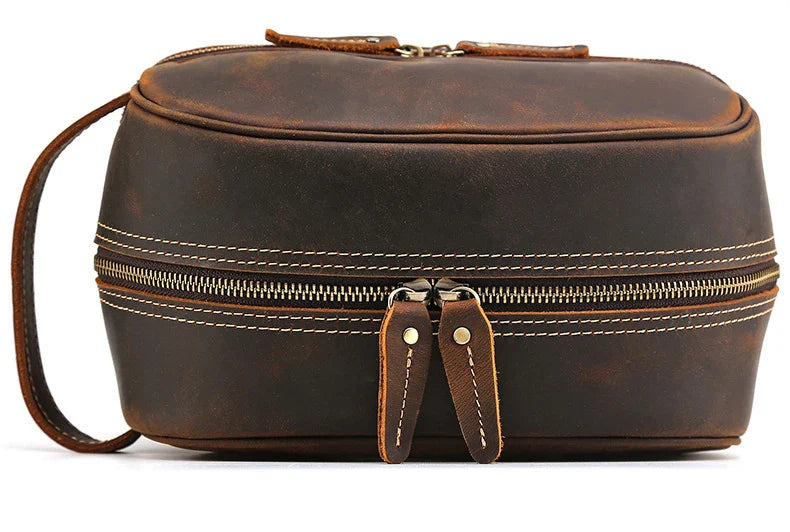 Femlion Genuine Leather Men's Toiletry Bag