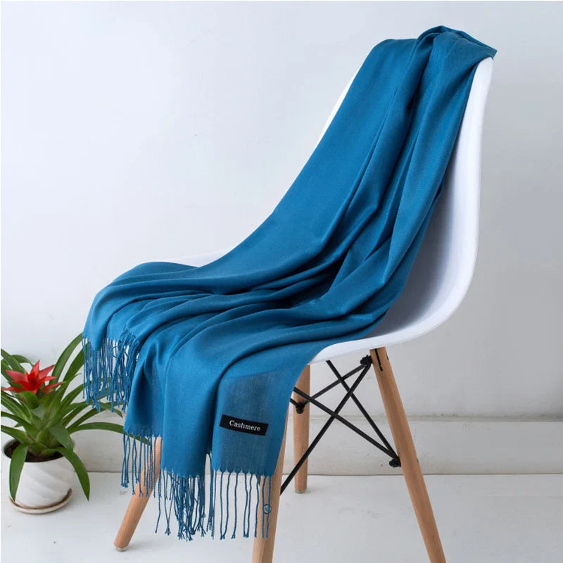 Femlion Cashmere-Like Pashmina Hijabs Scarves with Tassels