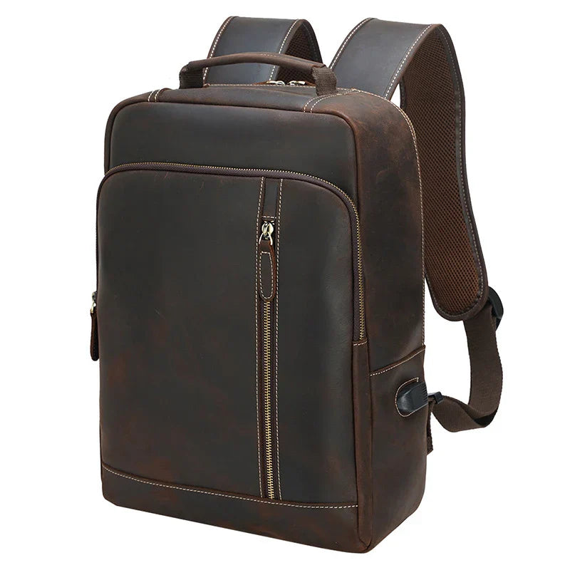 Femlion Genuine Leather Backpack for Men - Stylish Laptop Daypack for Business and School