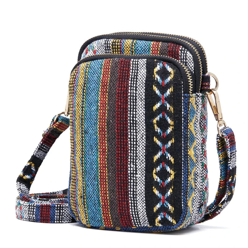 Femlion Boho Messenger Bag: Mini Phone Case Shoulder Purse