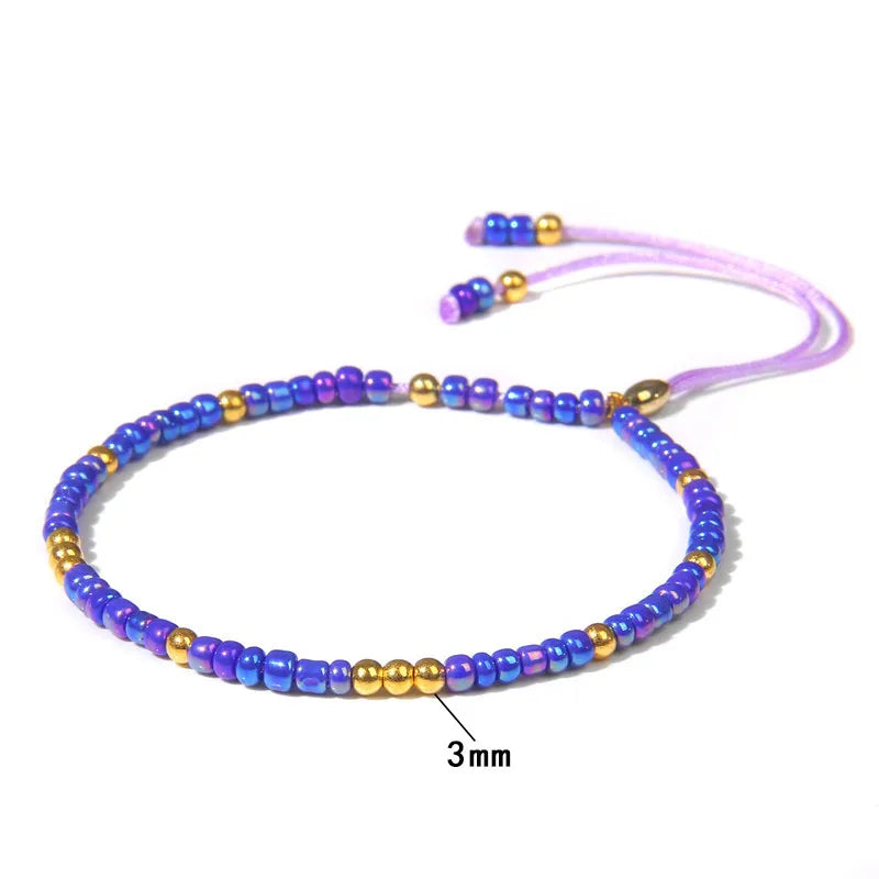 Femlion 3MM Seed Beads Adjustable Bracelet Handmade Party Jewelry for Women and Men